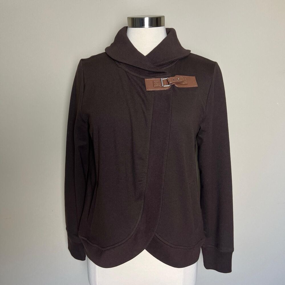 Ralph Lauren Active Wrap Sweater Womens Medium Brown Buckle with Pockets